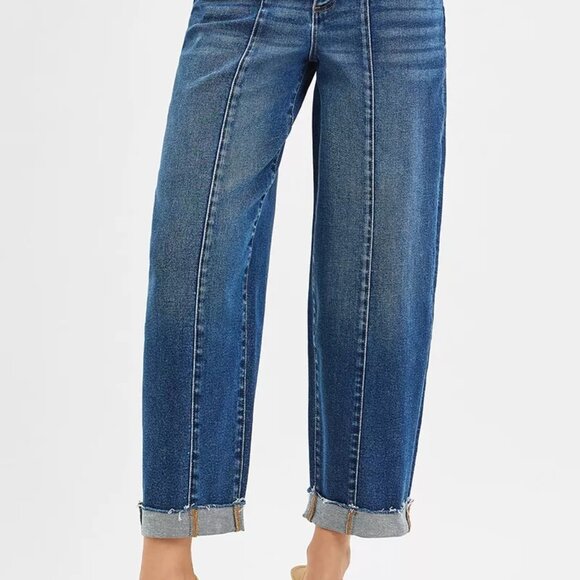 RISEN High Rise Fit Barrel Cuffed Jeans - Picture 6 of 6